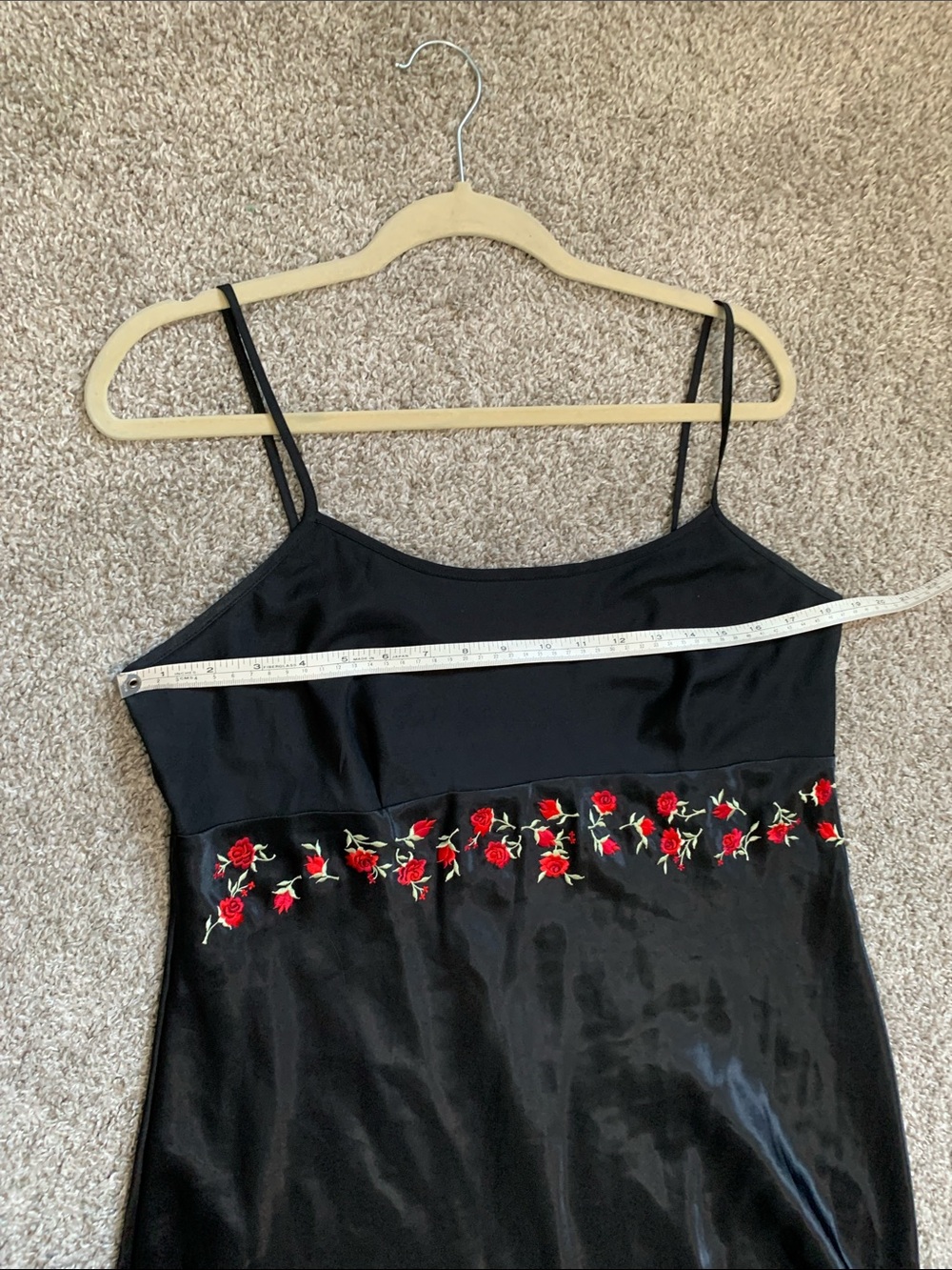 Y2K Delicates Black Slip Dress with Red Rose Embroidery - Picture 7 of 7